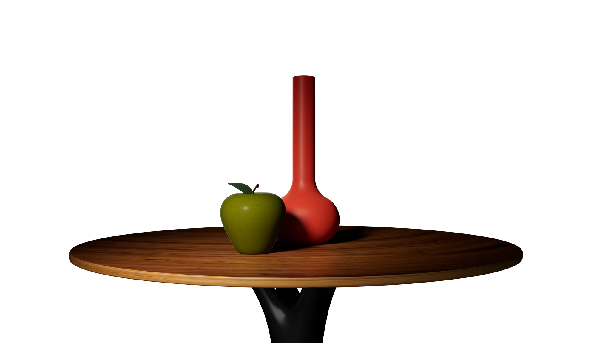 3D still life with fruit and vase on a table